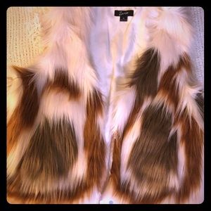 Cow print faux fur vest